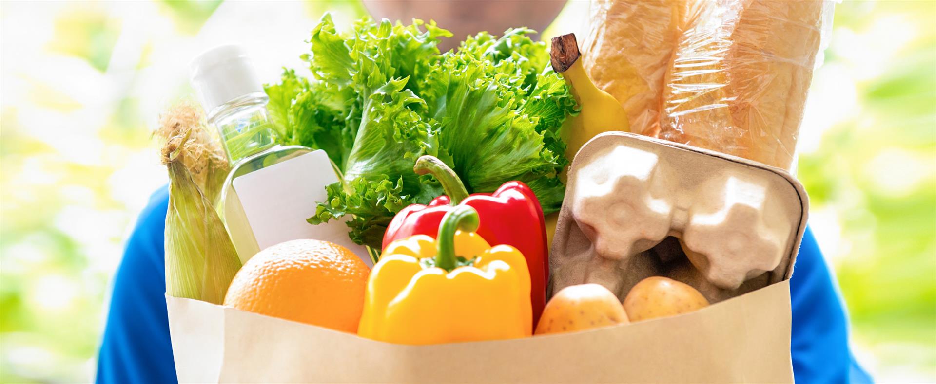 Shopping basket containing healthy foods
